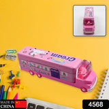 4568  Double Decker Magic Ice Cream Truck Compass Multi Level Metal Truck Compass Pencil Case With Movable Wheels  Sharpener