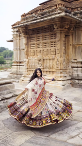 Ivory Mirror Work Lehenga with Colorful Kutchi Embroidery – Royal Heritage Vibes