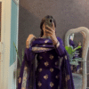 Royal Purple Banarasi Set with Intricate Floral Embroidery and Elegant Design
