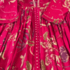 Maroon Floral Printed Anarkali Kurta with Intricate Mirror Work, Thread Embroidery on Neckline and Sleeves, and Flared Silhouette